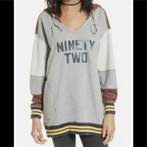 FREE PEOPLE Womens Oversized Retro Naomi HOODIE, Size L, Ninety Two